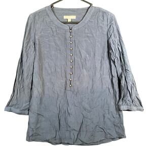 Banana Republic Womens Blouse Blue 1/2 V Neck Button Down Lightweight XS